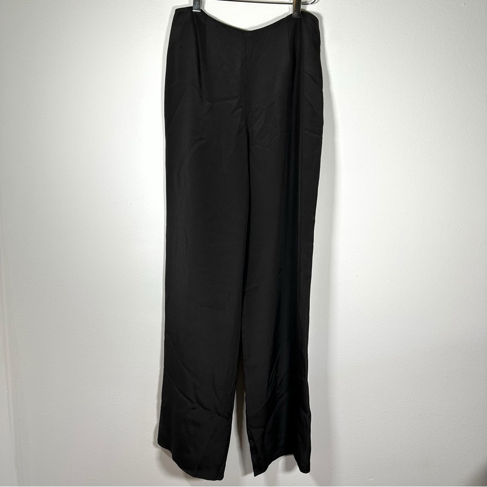 NWT Flores & Flores Black Silk Palazzo Pants Size 4 minimalist Parisian oldmoney